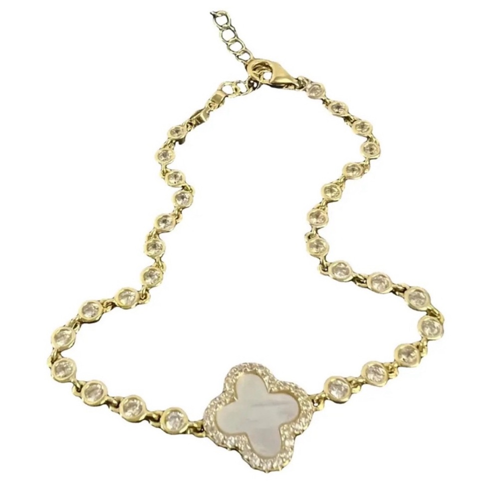 NWOT Rachel Zoe Mother of Pearl Clover Bracelet - Picture 1 of 5